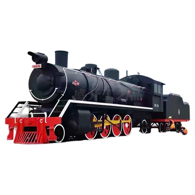 大型铁艺仿真蒸汽火车头模型