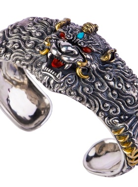 原创风男士雕刻貔貅送礼纯银手镯