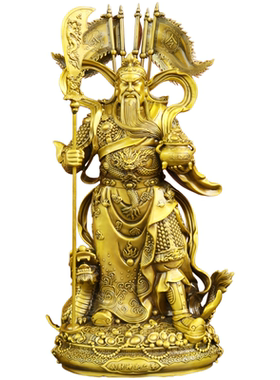 黄铜武财神关二爷关羽站像摆件