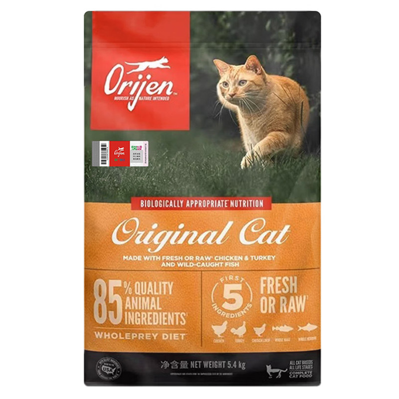 土猫 Orijen渴望爱猫鸡肉六种鱼无谷全猫粮5.4kg进口成幼猫咪主粮