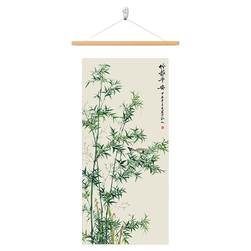竹报平安挂画新中式玄关装饰画