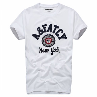 美洲海岸af美式刺绣重磅100%纯棉短袖t恤夏季港风帅气宽松圆领T恤