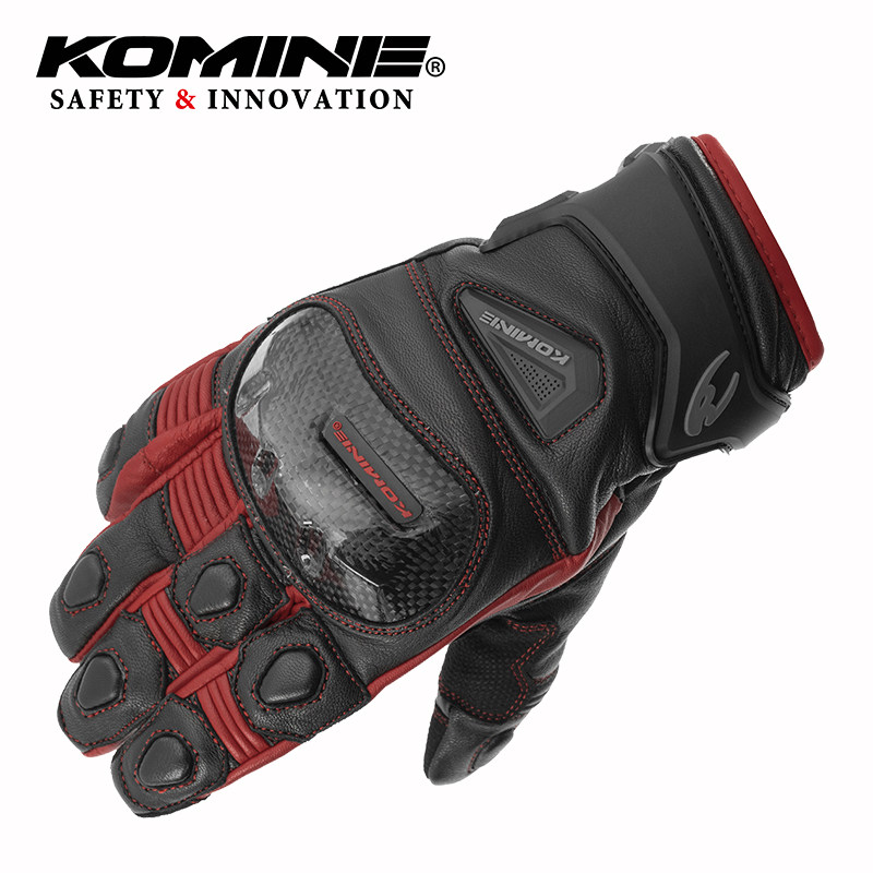 komine秋冬碳纤维羊皮革防水手套