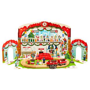 Hape圣诞盲盒农场火车轨道套陀螺过山车套儿童益智力玩具木质模型