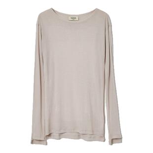 UN MUTE25夏 强捻棉纱微透简约基础款圆领长袖面膜t恤打底衫Tee