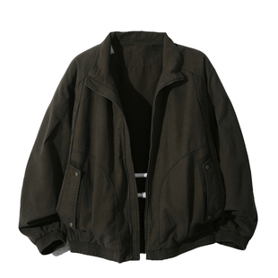 ALLIN 哈灵顿立领夹克男春秋季复古莱赛尔情侣短款工装飞行员外套