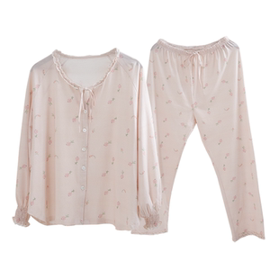 loveloc月子服夏薄款孕妇孕期产妇哺乳睡衣竹棉家居服套装纯棉