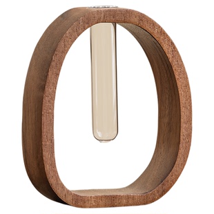 胡桃木实木花器创意摆件插花田园风植物水养花瓶家居摆置