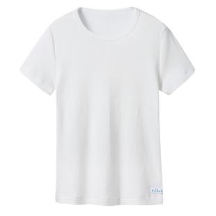 三枪全棉纯白色男童短袖T恤螺纹 儿童打底衫上衣夏季中大童T恤衫