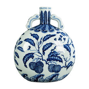 皇窑景德镇手绘花瓶中式青花瓷荔枝纹摆件客厅装饰瓷瓶仿故宫同款