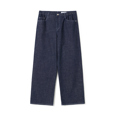 klee klee2026早春新款女装环保棉弹力十字纹直筒牛仔裤K0261PA25