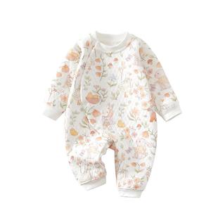 婴儿衣服春秋款夹棉连体衣宝宝秋装保暖内衣女宝纯棉睡衣a类冬季6