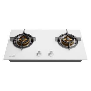 Amka白色燃气灶煤气灶双灶家用嵌入式天然气液化气大火力猛火灶