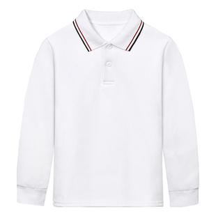 罗蒙男童polo衫长袖加绒t恤秋冬儿童纯白色棉小学生校服女打底衫