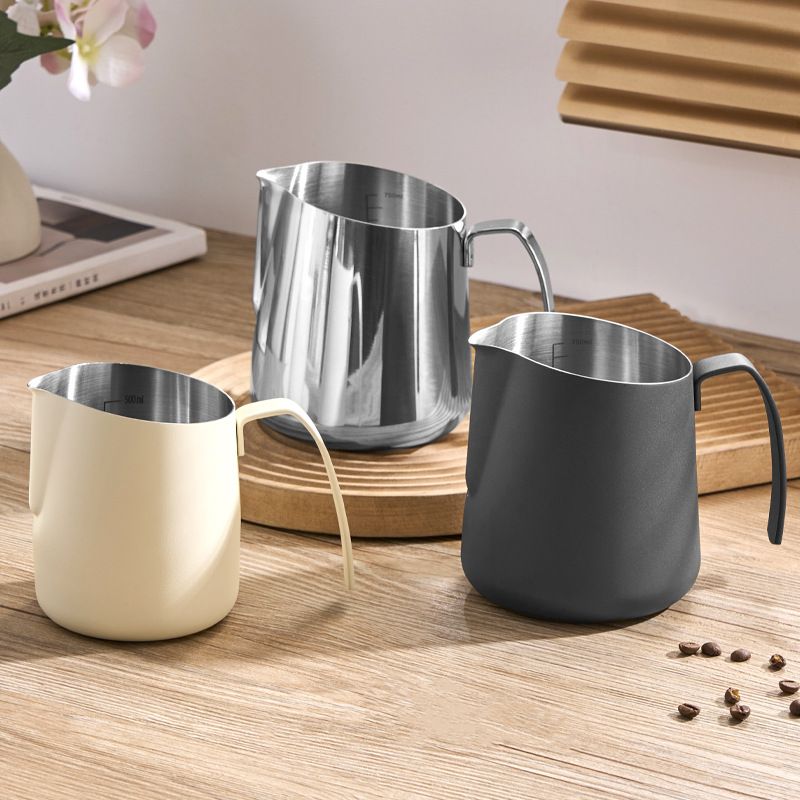 304不锈钢拉花缸奶泡带铁打拿咖啡花尖嘴大容量杯杯拉刻度加厚奶