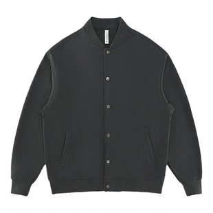 430g重磅浅绒毛圈纽扣棒球服 基础款休闲外套 宽松挺括质感开衫