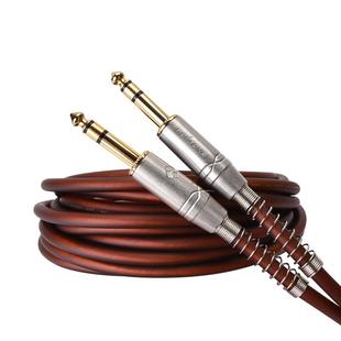罗科斯通大三芯立体声音频线6.35转6.35平衡TRS降噪6.5mm连接线
