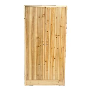 实木衣柜杉木柜90浅色木柜带锁出租屋简易柜职工宿舍柜8095