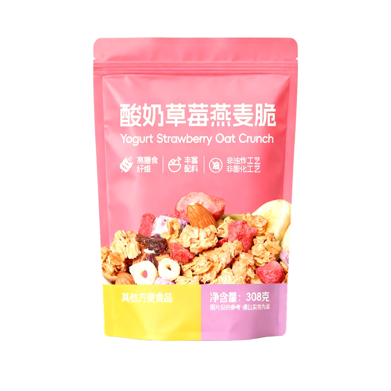 青岛酸奶草莓烤燕麦脆308克/营养复合麦片