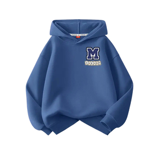 巴布豆儿童白色卫衣男童春装2026新款儿童带帽打底上衣男孩连帽衫