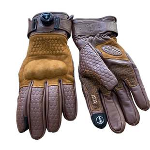 MR MOTOR哈雷巡航摩托车骑士冬季加绒触屏防滑中长款复古真皮手套