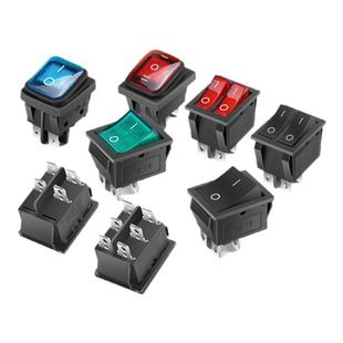 KCD4船型开关16A 250V铜脚船形翘板电源按钮4/6脚31x25红绿灯3挡