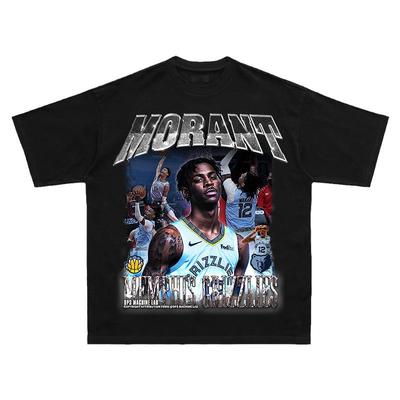 欧美高街篮球莫兰特灰熊美式T恤