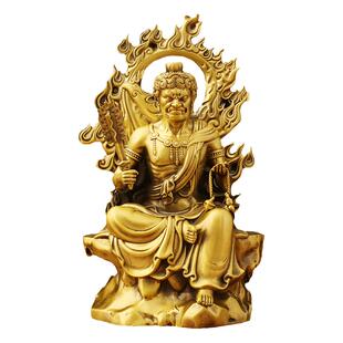 黄铜佛堂供奉摆件不动尊菩萨不动明王冥王佛像属鸡本命佛家居装饰