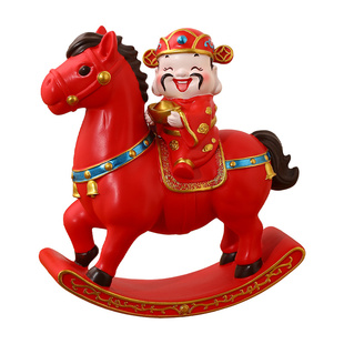 马上发财摆件书架酒柜新年礼物公司开业礼品生意兴隆收银台马摆件