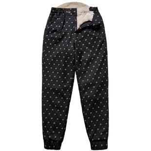 獭兔皮毛一体裤子女中老年高腰加绒加厚兔毛皮草棉裤冬季内穿皮裤