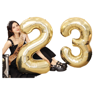 网红金色大数字气球40寸生日女孩拍照道具派对装饰背景墙场景布置