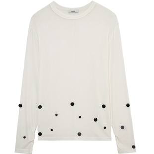 [李小冉同款]MESUX米岫25冬含羊毛亲肤钉珠套头针织衫MNWUD501