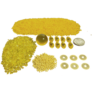 铜缸配件黄水晶碎石元宝铜钱黄金米聚宝盆黄铜米缸底座百福缸套装