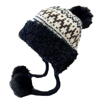 秋冬加厚毛绒针织帽女保暖护耳