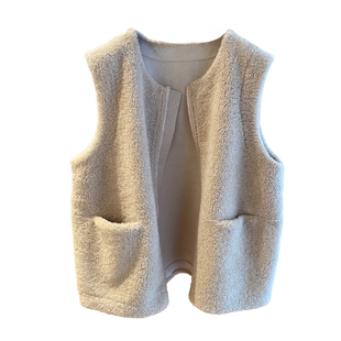 特大码300斤皮毛一体羊羔毛马甲男女秋冬宽松坎肩摇粒绒马夹外套