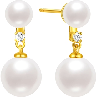 潮宏基至简s925银耳饰仿珍珠银饰耳钉礼物时尚职场通勤送女友ins