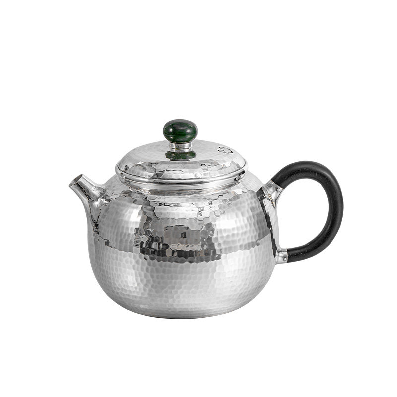 蜂鸟工坊 银壶999纯银泡茶壶家用小茶壶锤纹素款银壶茶壶银茶具