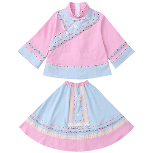 新款广西壮族三月三儿童民族服装苗族瑶族侗族彝族男女长裙舞蹈服