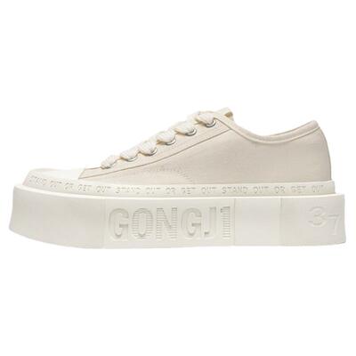 张艺兴同款GONGJI厚底方头帆布鞋