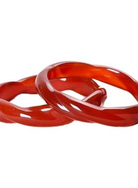 正品巴西红玛瑙玉髓麻花女款复古