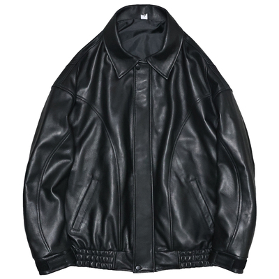 男女廓版头层绵羊翻领真皮皮衣