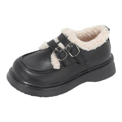 皮鞋舞玛冬季加绒真皮乐福鞋