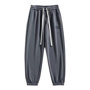 大码加绒休闲裤男秋冬季重磅潮牌加肥宽松束脚运动长裤子针织卫裤