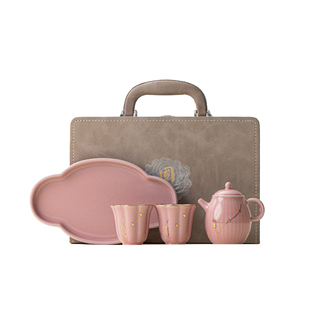 锔钉汝窑茶壶茶杯功夫茶具一壶二杯套装高档送长辈领导生日礼物