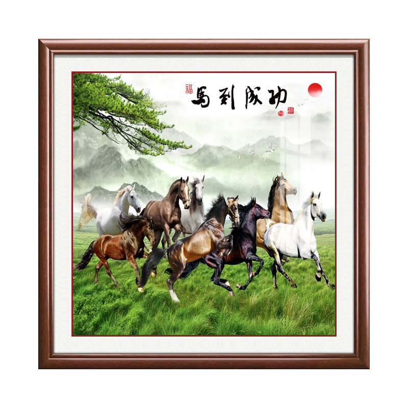 新中式玄关过道马到成功招财挂画