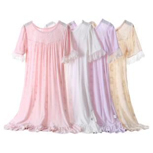 女童睡裙轻奢莫代尔提花夏季薄款公主家居裙中大童家居服女孩裙子