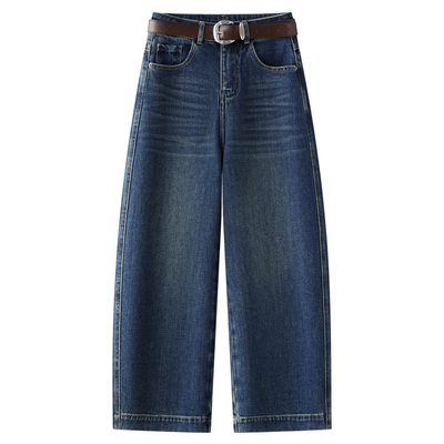 时尚八分牛仔裤窄版阔腿裤直筒裤