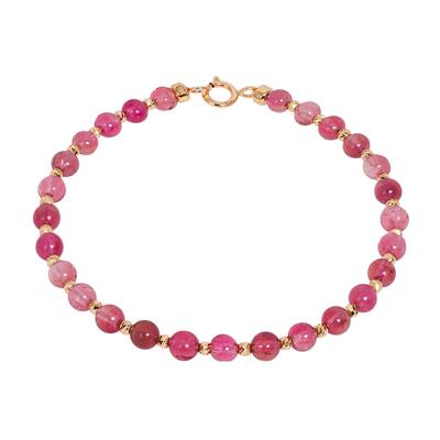 若华粉色碧玺手链18k金