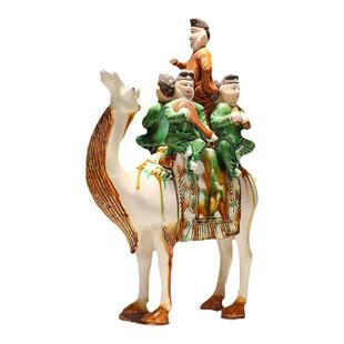 博艺萱 唐三彩骆驼骑乐俑五人驼乐器俑陶瓷艺术品古玩古董摆件