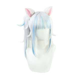 蓝诺家VTuber虚拟播主hololive一期生噶呜古拉小鲨鱼 猫鲨cos假发